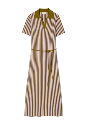 Tory Burch striped collared midi dress - Brown