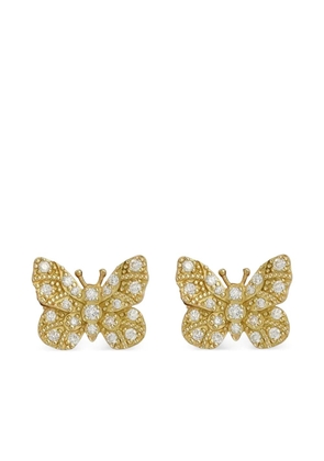 Tanya Farah 18K yellow gold Butterfly diamond and enamel Butterfly earrings