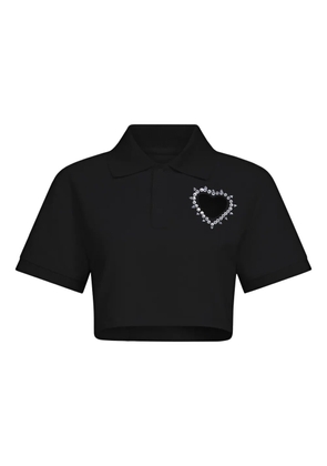AREA crystal-embellished cropped polo - Black