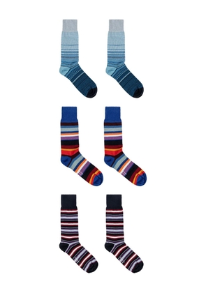 Paul Smith striped-pattern socks set (set of three) - Blue