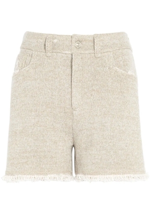 Barrie fine-knit fringe-detail shorts - Neutrals