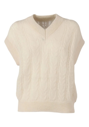 Filippo De Laurentiis cable-knit V-neck vest - Neutrals