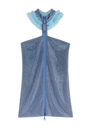 Self-Portrait x Christopher Kane chainmail zip-up mini dress - Blue