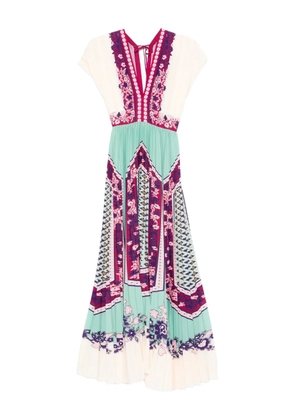 La DoubleJ V-neck floral pleated midi dress - Neutrals