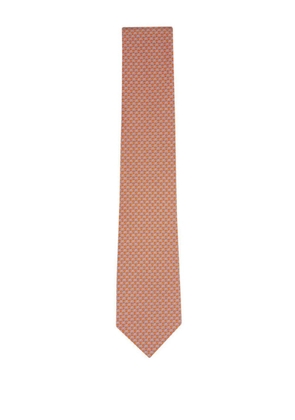 Ferragamo gancini-print tie - Orange