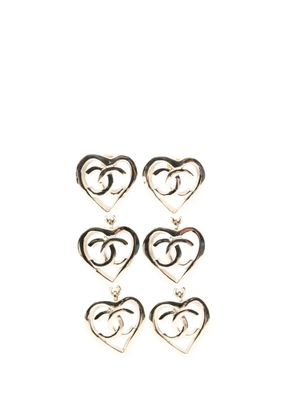 CHANEL Pre-Owned 2010-2025 Gold Plated Triple Heart CC Drop Earrings costume earrings
