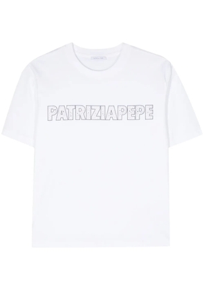 Patrizia Pepe rhinestone-logo cotton T-shirt - White
