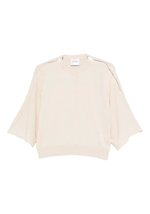 Nude zip-detail wool top - Neutrals
