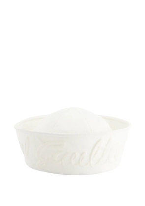 Jean Paul Gaultier logo-embossed topstitch hat - White