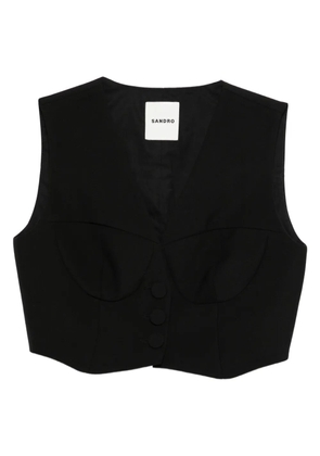 SANDRO corset V-neck waistcoat - Black