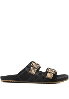 Burberry buckle tartan-pattern flat sandals - Black
