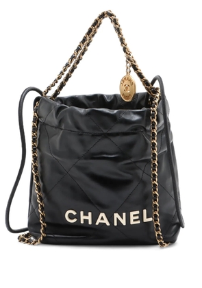 CHANEL Pre-Owned 2021-2025 Mini Shiny Calfskin 22 Handbag satchel - Black
