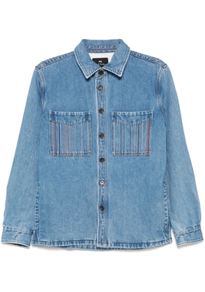 PS Paul Smith stripe-embroidered shirt jacket - Blue