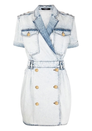 Balmain double-breasted denim dress - Blue