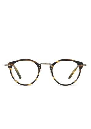 Oliver Peoples turtle-print round glasses - Brown