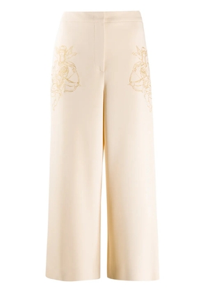 Moschino embroidered cupid cropped trousers - Neutrals