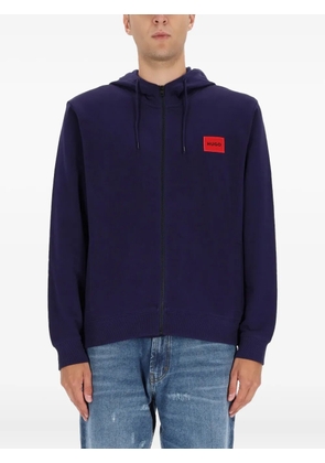 HUGO logo-patch hoodie - Blue