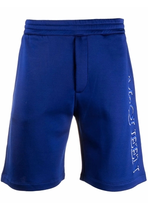 Alexander McQueen logo-embroidered track shorts - Blue