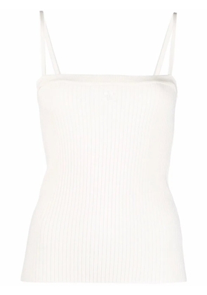 Courrèges logo-embroidered tank top - White