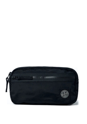 Stone Island front-zip logo-patch belt bag - Black