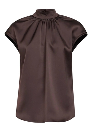 Blanca Vita gathered-collar top - Brown