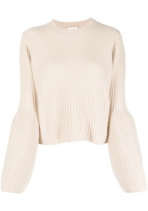 Allude fisherman's knit bishop-sleeved jumper - Neutrals