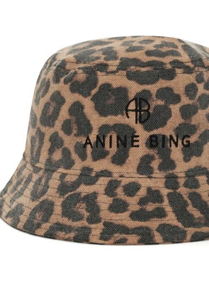 ANINE BING Nicks leopard-print bucket hat - Brown