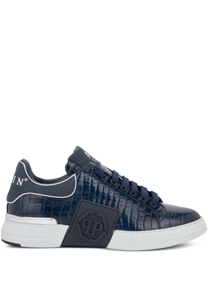 Philipp Plein Phantom Kick$ Cocco embossed low-top sneakers - Blue
