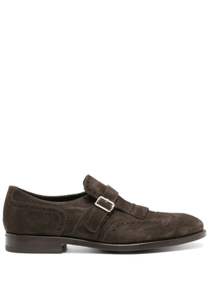 Henderson Baracco fringe-detail suede monk shoes - Brown