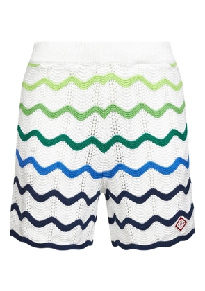 Casablanca elasticated scalloped knit shorts - White