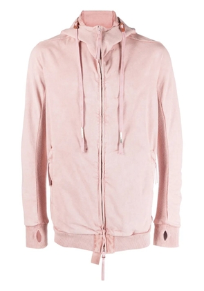 Boris Bidjan Saberi zip-up cotton hooded jacket - Pink
