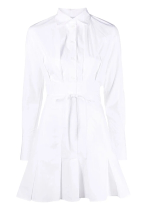 Patou pleat-detail mini shirtdress - White