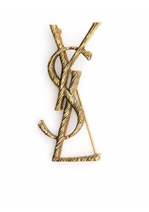Saint Laurent logo letter brooch - Gold