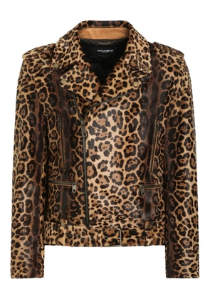 Dolce & Gabbana leopard-print zipped jacket - Brown