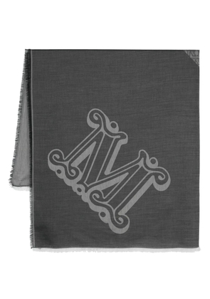 Max Mara monogram-jacquard frayed scarf - Grey