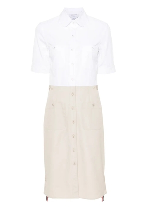 Thom Browne colour-block button-up shirtdress - White