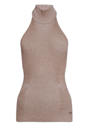 FENDI rib-knit wool halterneck top - Brown