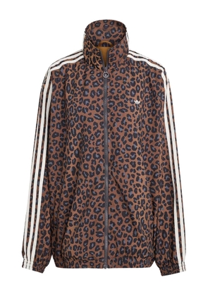 adidas Firebird leopard-print oversized track top - Brown