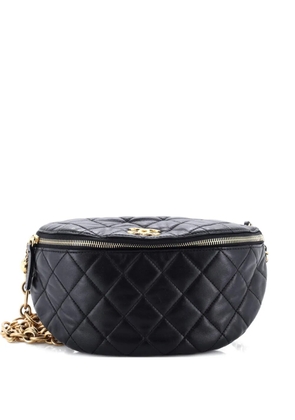 CHANEL Pre-Owned Jeweled CC Waist Bag Quilted Lambskin with Faux Pearls belt bag - Black