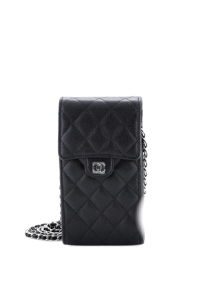 CHANEL Pre-Owned Classic Flap Phone Holder Quilted Caviar crossbody bag - Black