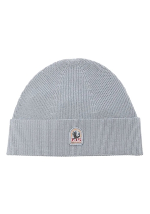 Parajumpers logo-patch ribbed-knit beanie - Blue
