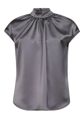 Blanca Vita gathered stand-collar top - Grey