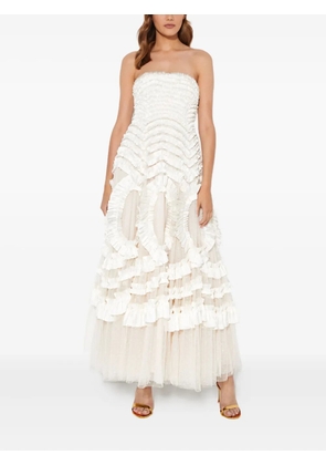 Needle & Thread Hyacinth ruffled gown - White