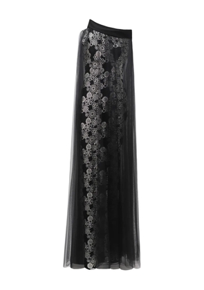 Gemy Maalouf tulle overlay embroidered maxi dress - Black