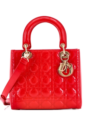 Christian Dior Pre-Owned Lady Dior Bag Cannage Quilt Patent Medium satchel - Red