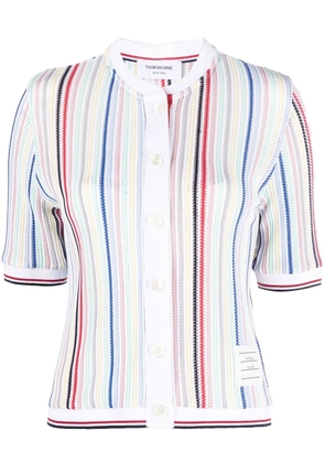 Thom Browne striped short-sleeve cardigan - White
