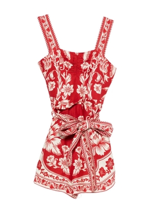FARM Rio floral belt palysuit - Red