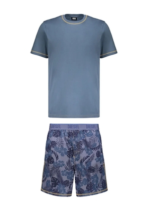 Diesel tropical-print logo-waistband pyjama - Blue