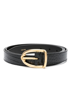 TOM FORD crocodile-effect patent-leather belt - Black