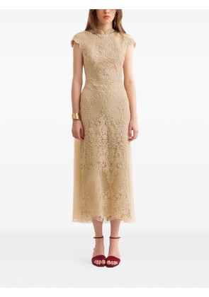 Gemy Maalouf cape-overlay midi dress - Neutrals